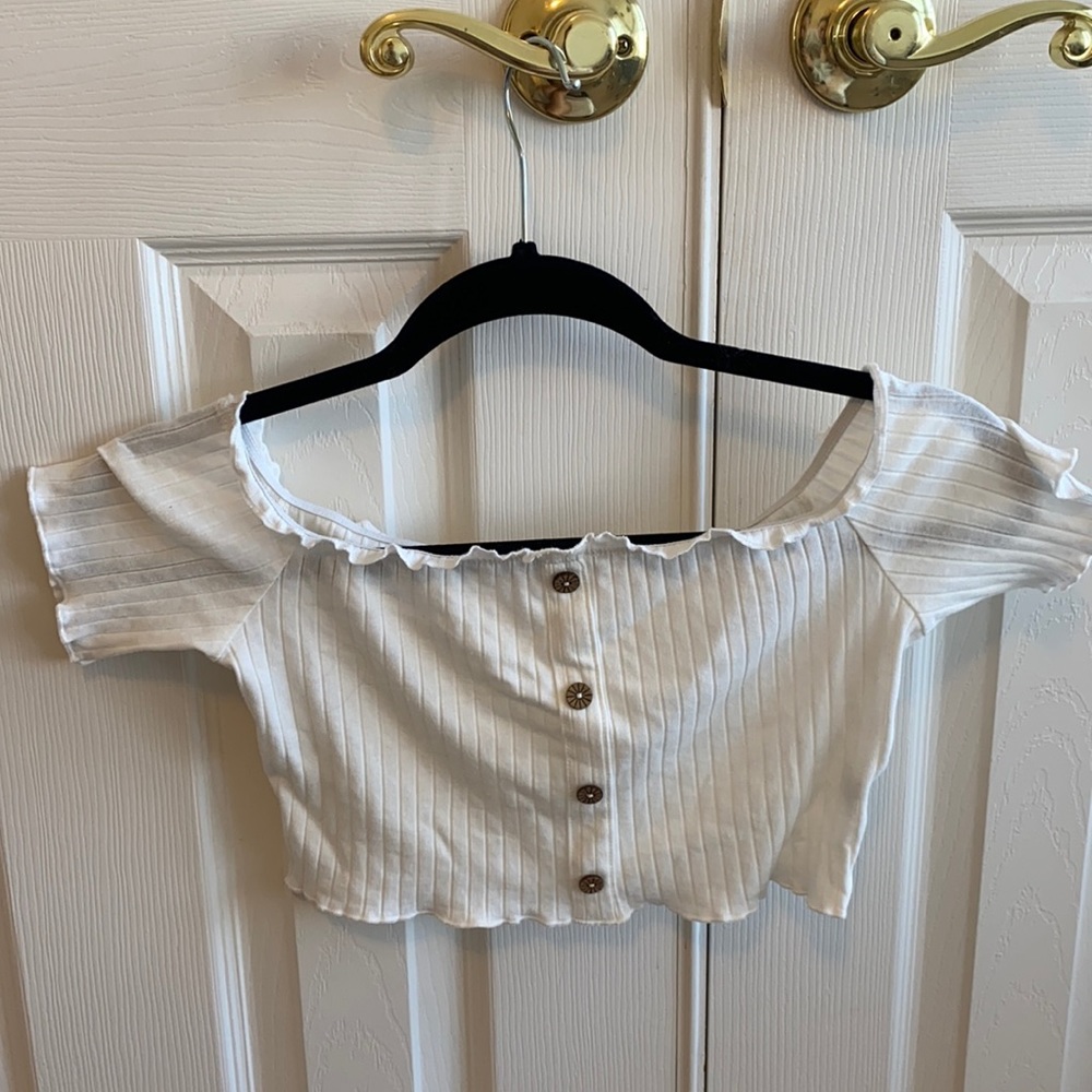 Never worn White button crop top